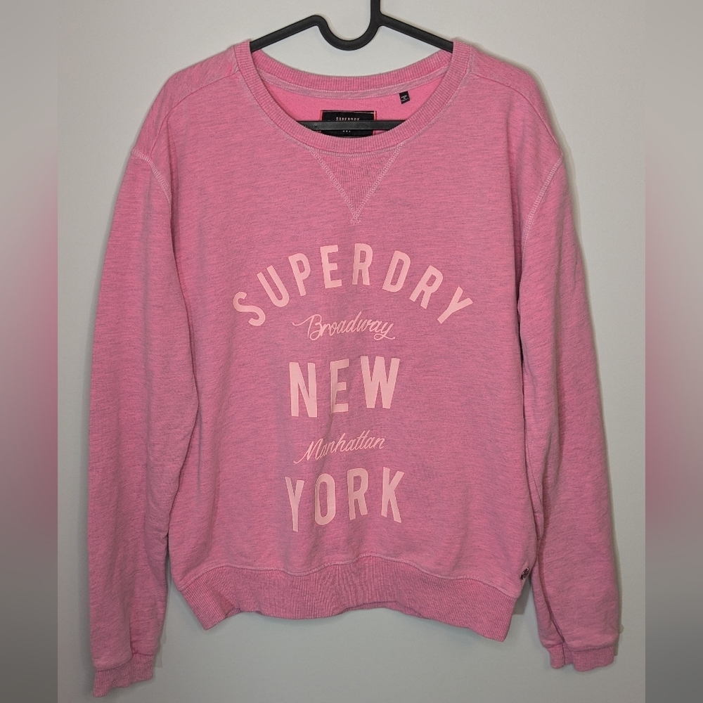 Superdry City Sweatshirt - Overdyed City Pink Crew Neck Pullover - Size M